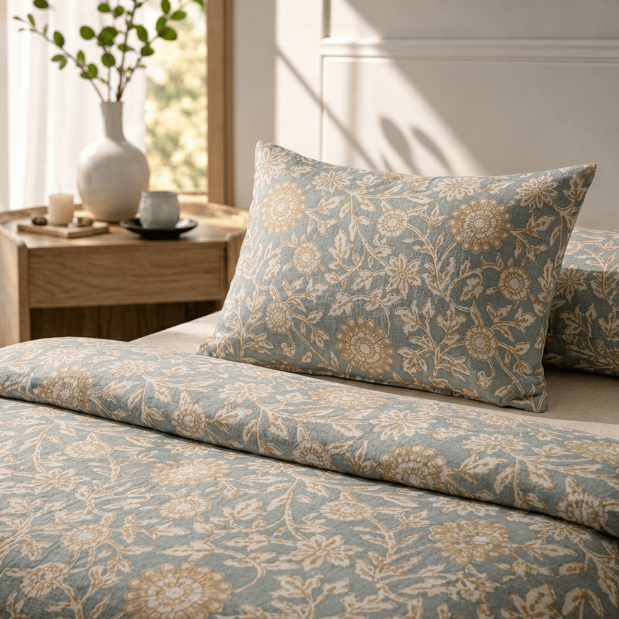 3 Piece Floral Bed Sheet – Sage Bloom