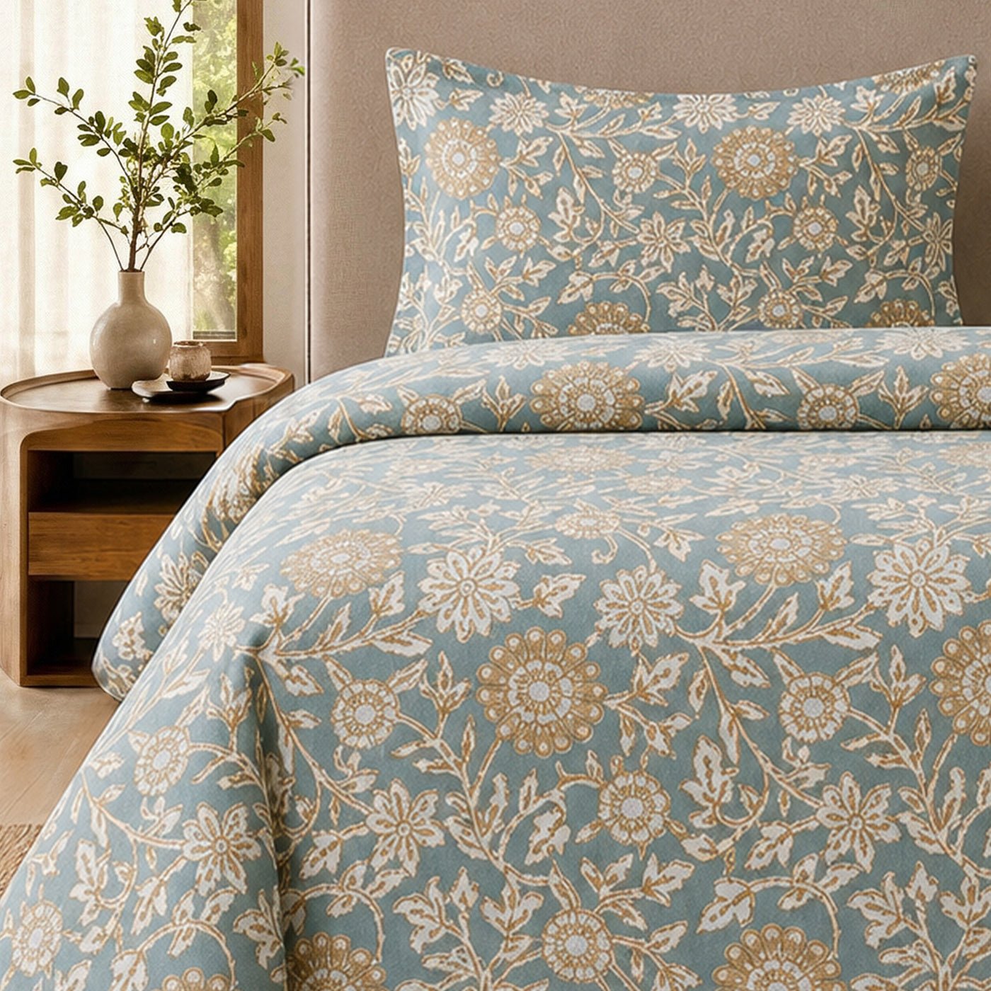 3 Piece Floral Bed Sheet – Sage Bloom