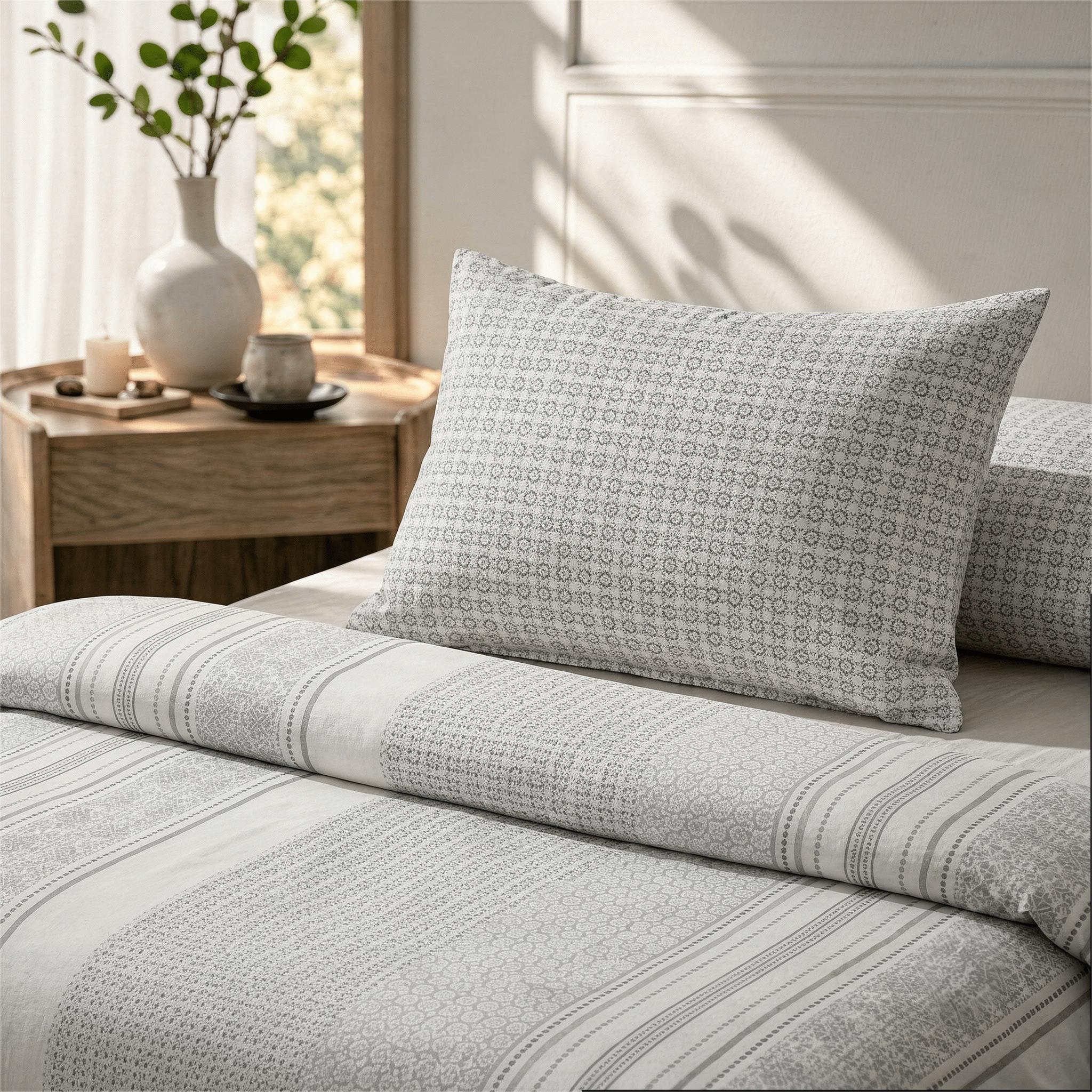 3 Piece Printed Bed Sheet – Soft Trellis