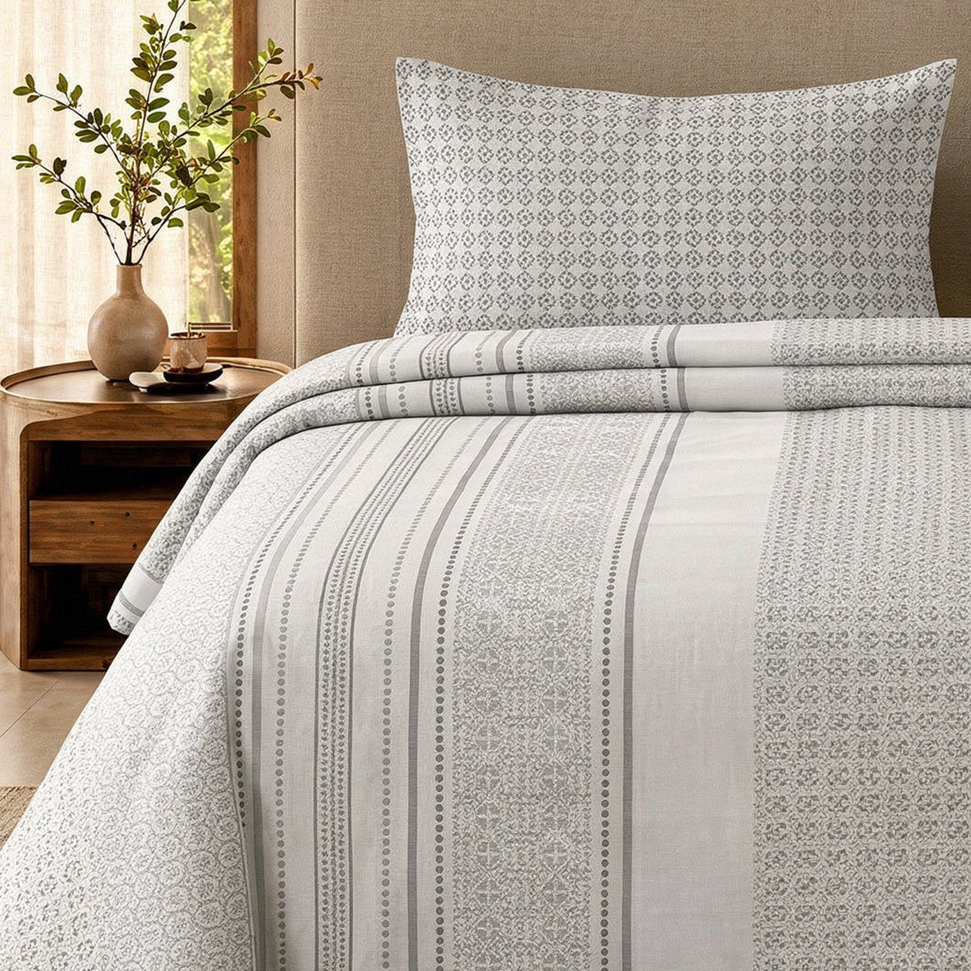 3 Piece Printed Bed Sheet – Soft Trellis