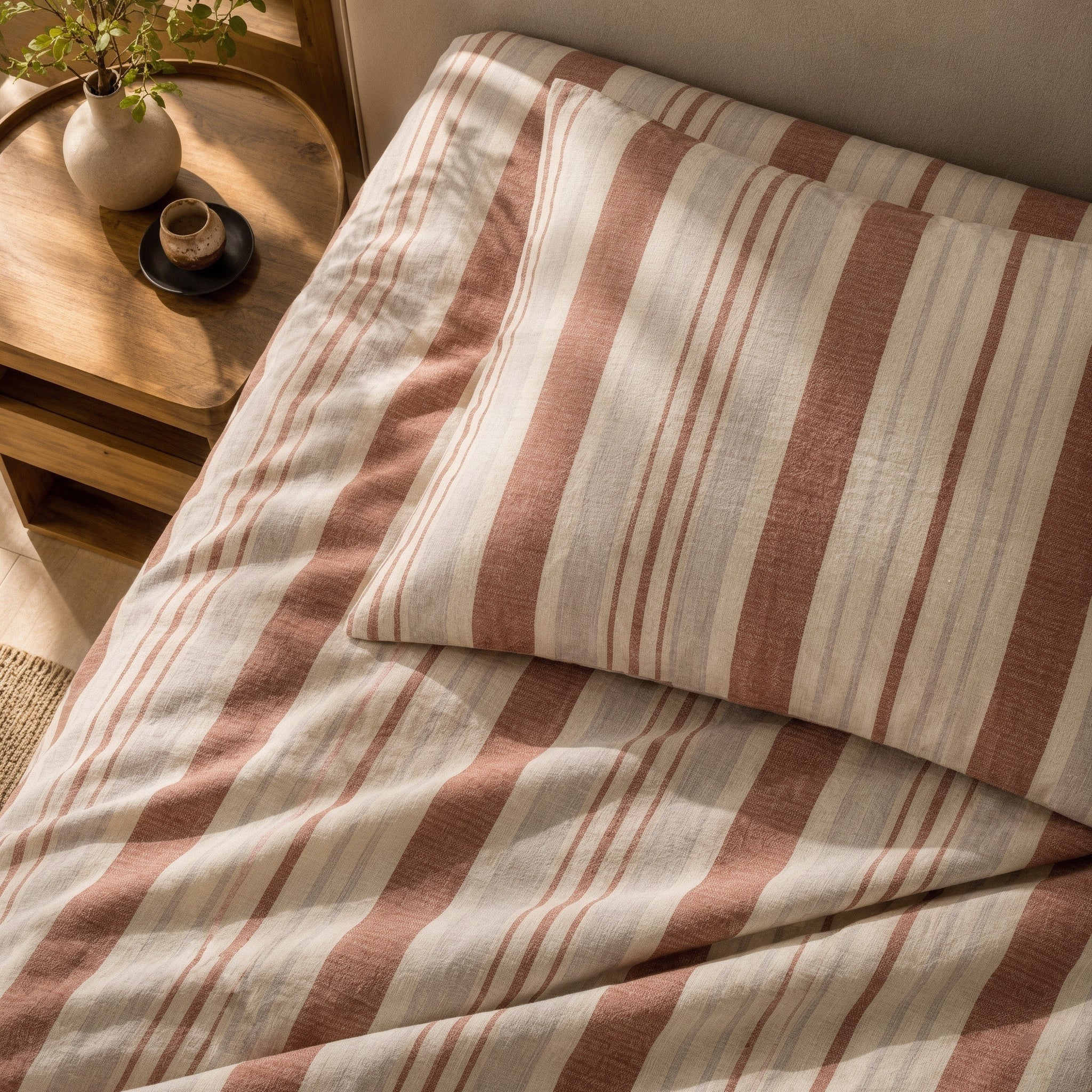 3 Piece Striped Bed Sheet – Earthen Stripe