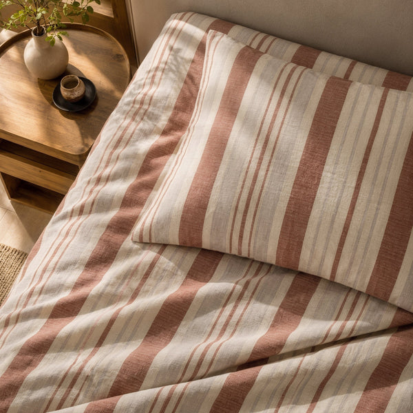 3 Piece Striped Bed Sheet – Earthen Stripe