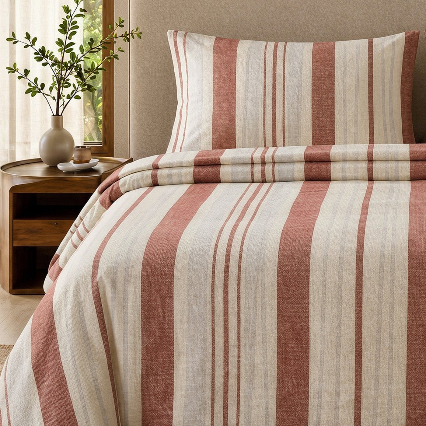 3 Piece Striped Bed Sheet – Earthen Stripe