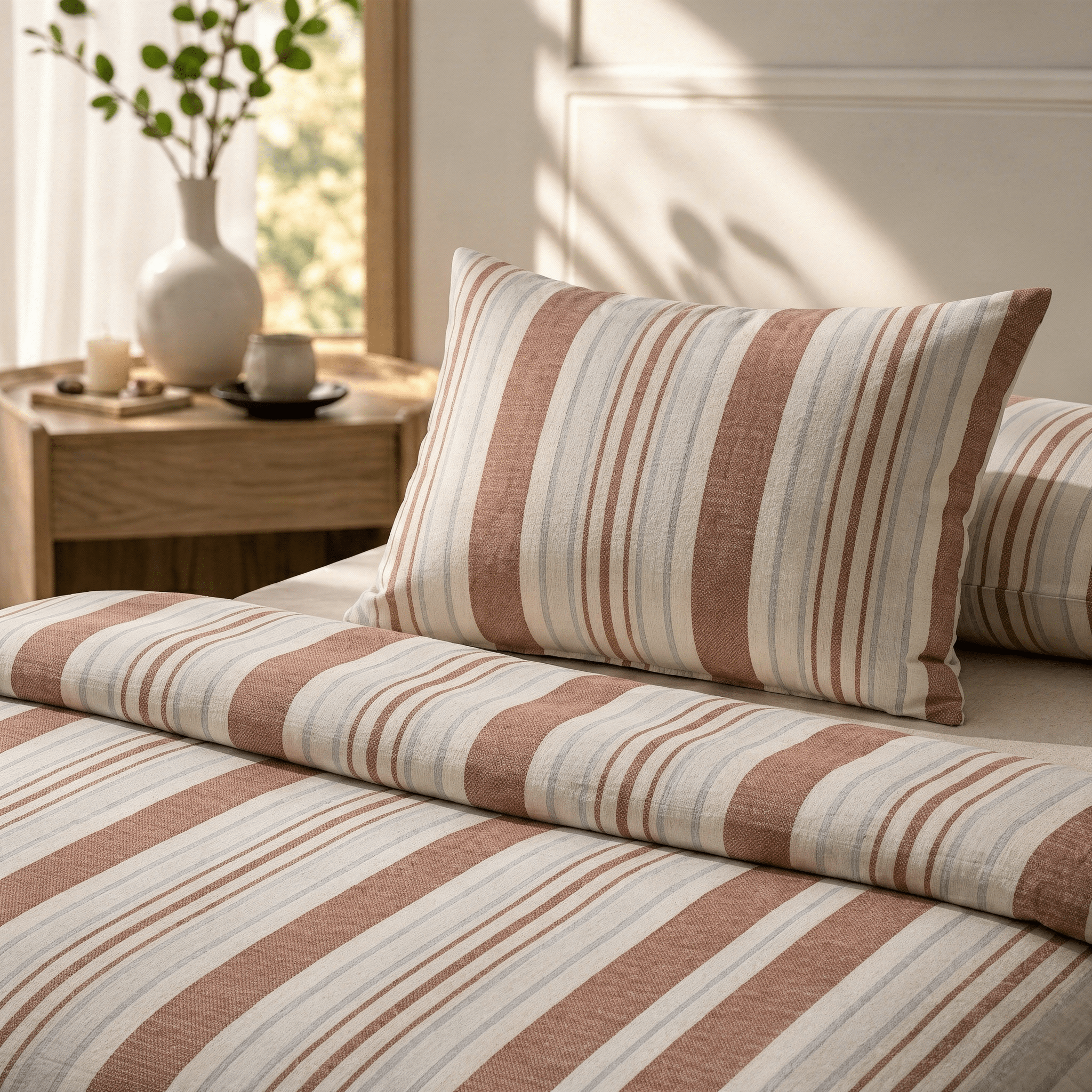 3 Piece Striped Bed Sheet – Earthen Stripe