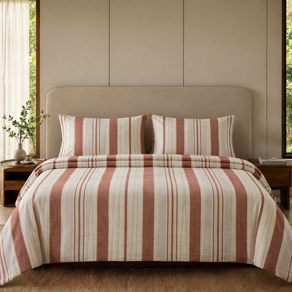 3 Piece Striped Bed Sheet – Earthen Stripe