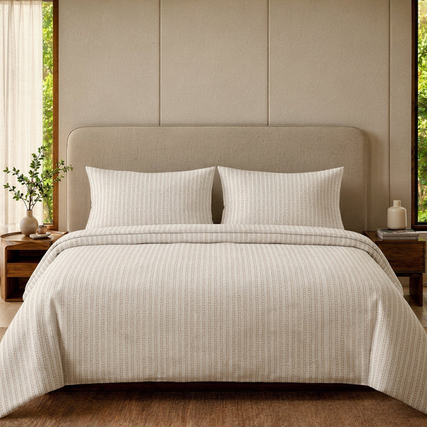 3 Piece Striped Bed Sheet – Sand Pinstripe
